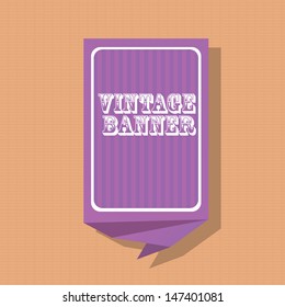 vector abstract vintage origami violet stripped paper banner on aged brown paper. Vector blue stripped abstract background for website or cover design.