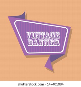 vector abstract vintage origami violet stripped paper banner on aged brown paper. Vector blue stripped abstract background for website or cover design.