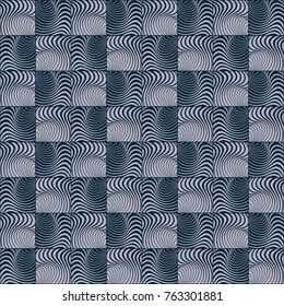 Vector abstract vintage pattern. Waves background with distortion effect. Optical illusion. 