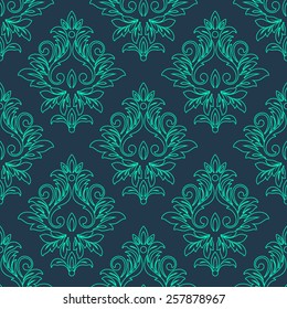 Vector Abstract vintage seamless damask pattern  