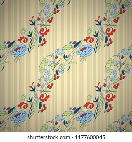 Vector Abstract vintage seamless  pattern with flower