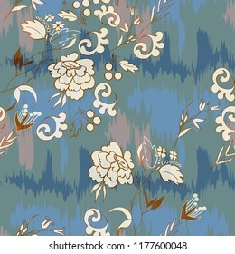 Vector Abstract vintage seamless  pattern with flower