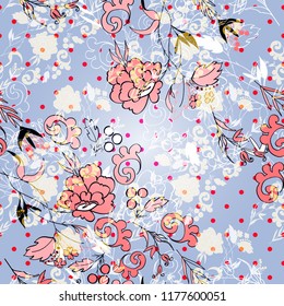 Vector Abstract vintage seamless  pattern with flower