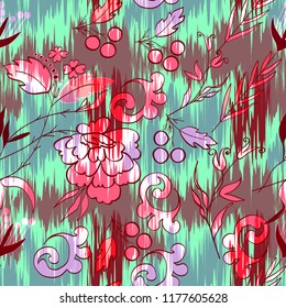 Vector Abstract vintage seamless  pattern with flower