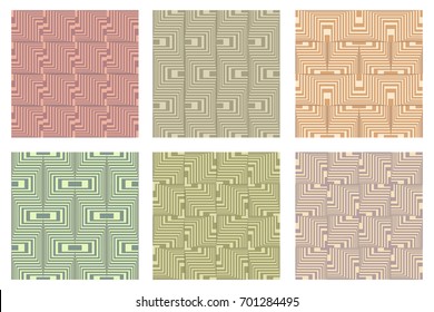 Vector abstract vintage striped rhythmic elements backgrounds set