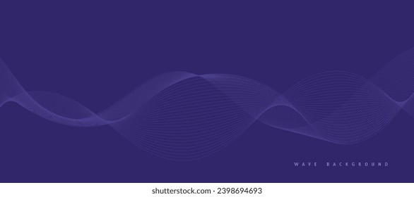 Vector abstract violet background with dynamic violet waves, lines and particles.