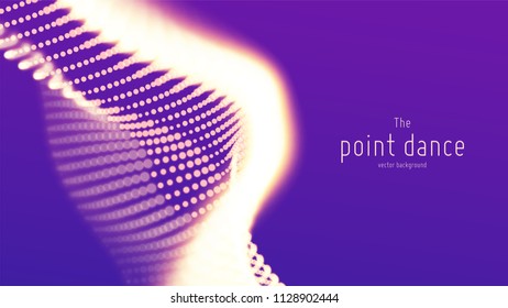 Vector abstract violet particle wave, points array, shallow depth of field. Futuristic illustration. Technology digital splash or explosion of data points. Point dance waveform. Cyber UI, HUD element