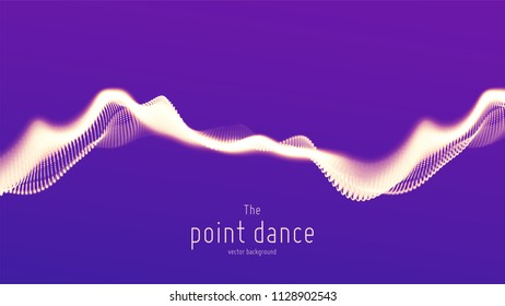 Vector abstract violet particle wave, points array, shallow depth of field. Futuristic illustration. Technology digital splash or explosion of data points. Point dance waveform. Cyber UI, HUD element