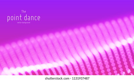 Vector abstract violet particle wave, points array, shallow depth of field. Futuristic illustration. Technology digital splash or explosion of data points. Point dance waveform. Cyber UI, HUD element
