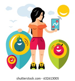 Vector Abstract virtual mobile game. Flat style colorful Cartoon illustration.