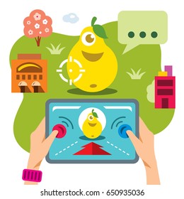 Vector Abstract virtual mobile game. Flat style colorful Cartoon illustration.