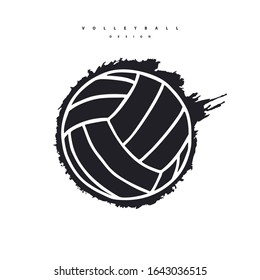 Vector abstract volleyball. Elements for design banner, poster, flyer, print for T-shirts. Hand drawing, sketch. Grunge style.