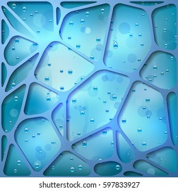 Vector abstract volumetric background in blue tones with drops in the background