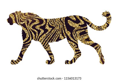 Vector abstract walking cheetah silhouette 