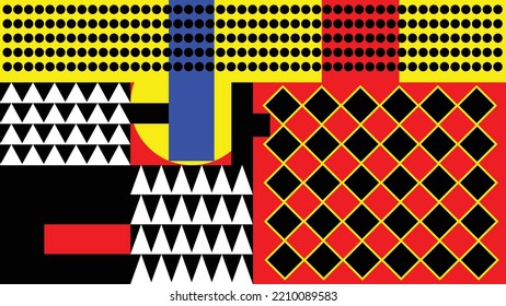 Papel de pantalla abstracto. Colores brillantes distintivos. Formas geométricas en colores contrastantes plegadas en una superficie. Papel de escritorio surrealista. Alto contraste de color. Triángulos, cuadrados, áreas.