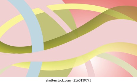 Vector abstract wallpaper. Lines in different colors. Arches. Divided colored background. Pink, green and yellow color.
