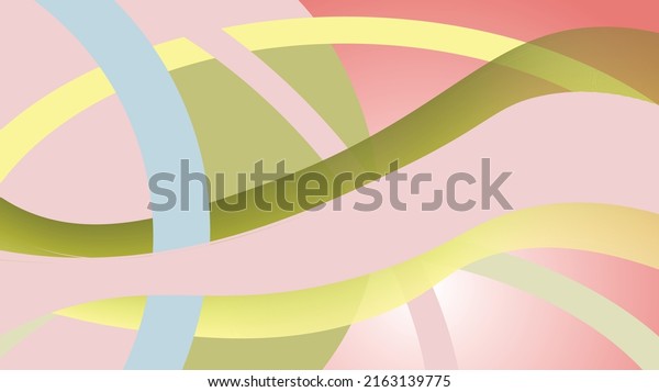 Vector\
abstract wallpaper. Lines in different colors. Arches. Divided\
colored background. Pink, green and yellow\
color.