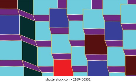Vector abstract wallpaper. Merged squares. Level transitions. Squares arranged in an area. Geometric background.
