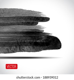 Vector abstract watercolor background. Black and white background. Design template with place for your text. Watercolor texture can be used for invitation, menu, card, identity style, printing, etc.
