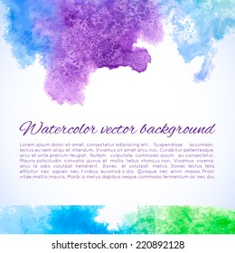 Vector abstract watercolor background. Design template with place for your text. Can be used for web pages, identity style, printing, invitations, banners.