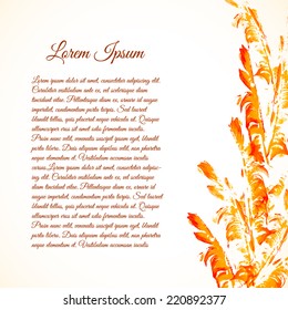 Vector abstract watercolor background with feathers. Design template with place for your text. Can be used for web pages, identity style, printing, invitations, cards, etc.
