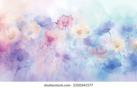 vector abstract watercolor background with flowers