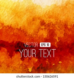 Vector abstract watercolor background. Orange background. Design template with place for your text. Watercolor backdrop can be used for web page background, identity style, printing, etc.