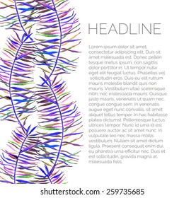 Vector abstract watercolor background with palm leaves. Design template with place for your text.