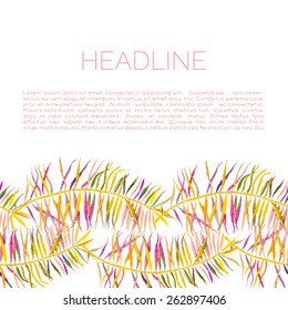 Vector abstract watercolor background with palm leaves. Design template with place for your text.