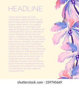 Vector abstract watercolor background with palms. 