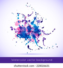 Vector abstract watercolor banner. Blue, cyan, magenta and pink background. Design template with place for your text. Can be used for banners for sale, web pages, printing, invitations, cards, etc.