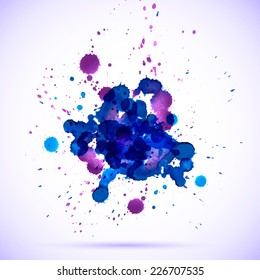 Vector abstract watercolor banner. Blue, cyan and purple background. Design template with place for your text. Can be used for banners for sale, web pages, printing, invitations, cards, etc.