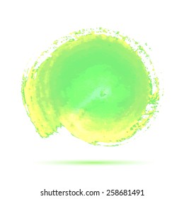 Vector abstract watercolor banner. Green and yellow background. Design template with place for your text. 