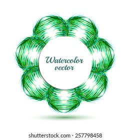 Vector abstract watercolor banner with palm leaves.
