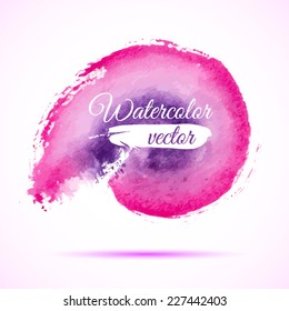 Vector abstract watercolor banner. Purple and pink background. Design template with place for your text. Can be used for banners for sale, web pages, printing, invitations, cards, etc.