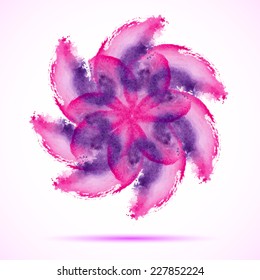 Vector abstract watercolor banner. Purple and pink background. Design template with place for your text. Can be used for banners for sale, web pages, printing, invitations, cards, etc.