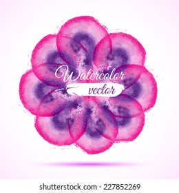 Vector abstract watercolor banner. Purple and pink background. Design template with place for your text. Can be used for banners for sale, web pages, printing, invitations, cards, etc.