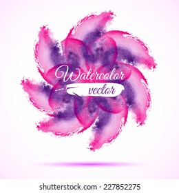 Vector abstract watercolor banner. Purple and pink background. Design template with place for your text. Can be used for banners for sale, web pages, printing, invitations, cards, etc.