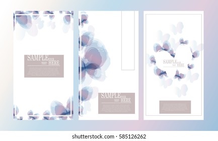 Vector abstract watercolor butterfly template design set