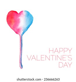 Vector abstract watercolor card for Valentine's day. Red and blue heart background. Can be used for web pages, identity style, printing, textile, cards, etc.