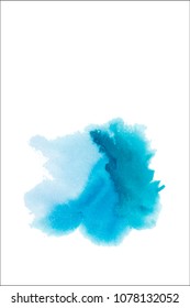 Vector abstract watercolor hand painted background. Blue spot. Abstract  background. Hand painted watercolor splash. Iink stain. Bright splash of ink  white background. White background and the bl