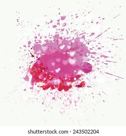 Vector abstract watercolor heart with splashes