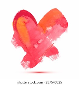 Vector abstract watercolor heart for valentine's day or wedding. Design template with place for your text. Can be used for web pages, identity style, printing, invitations, banners, cards, wrapping.