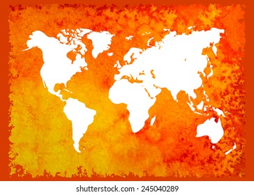Vector abstract watercolor map for business, travel or ecological template. Grunge world map.