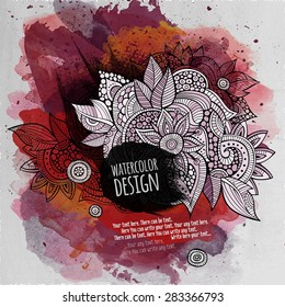 Vector abstract watercolor paint abstract floral design