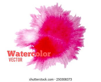 Vector abstract watercolor painted round spot red pink colors