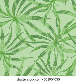 Vector abstract watercolor pattern with palm leaves. Seamless pattern with tropical leaves. Hawaiian exotic print for swimwear. Aloha tahiti background.