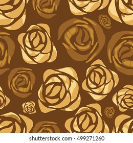 Vector abstract watercolor pattern with rose flowers. Seamless pattern with tropical blossoms. Hawaiian exotic print for swimwear. Aloha tahiti background.