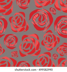 Vector abstract watercolor pattern with rose flowers. Seamless pattern with tropical blossoms. Hawaiian exotic print for swimwear. Aloha tahiti background.