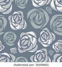 Vector abstract watercolor pattern with rose flowers. Seamless pattern with tropical blossoms. Hawaiian exotic print for swimwear. Aloha tahiti background.